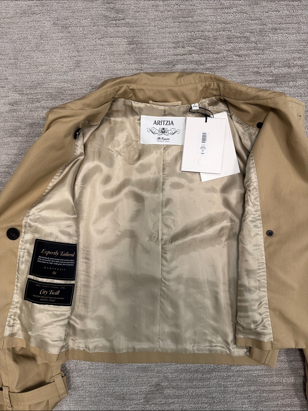 Aritzia NWT The Esquire Short Trench Coat Wicker Tan Size Small - Picture 16 of 16